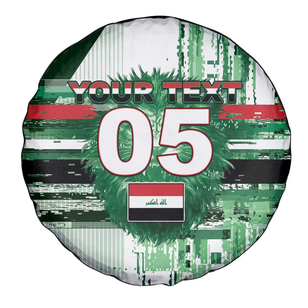 Custom Iraq Football Spare Tire Cover Modern Glitch Art Style Lion Symbolism