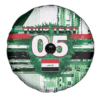 Custom Iraq Football Spare Tire Cover Modern Glitch Art Style Lion Symbolism