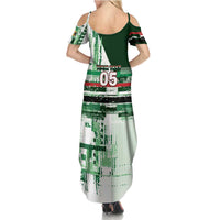 Custom Iraq Football Summer Maxi Dress Modern Glitch Art Style Lion Symbolism