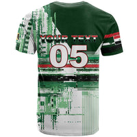 Custom Iraq Football T Shirt Modern Glitch Art Style Lion Symbolism