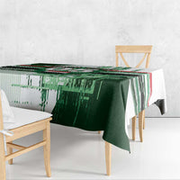 Custom Iraq Football Tablecloth Modern Glitch Art Style Lion Symbolism