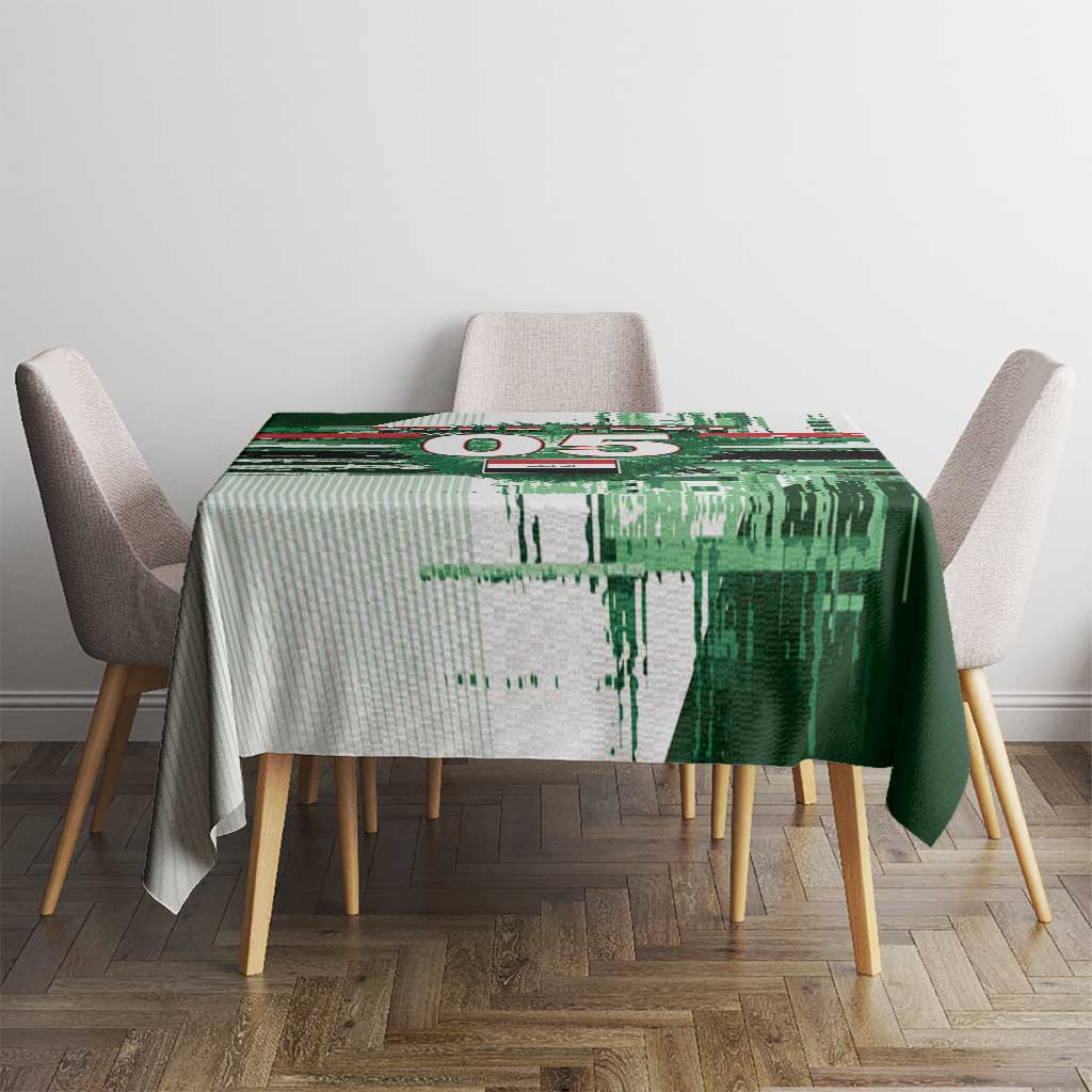 Custom Iraq Football Tablecloth Modern Glitch Art Style Lion Symbolism