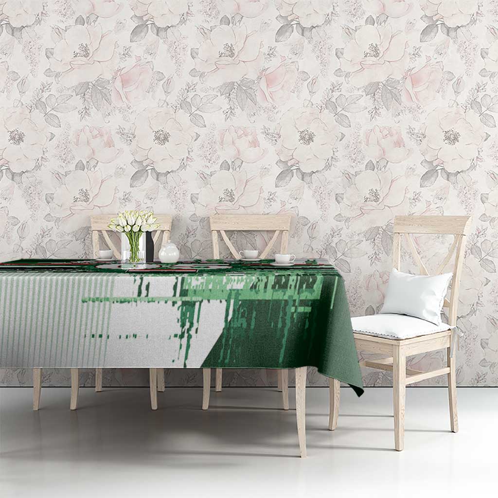 Custom Iraq Football Tablecloth Modern Glitch Art Style Lion Symbolism