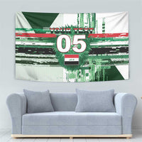 Custom Iraq Football Tapestry Modern Glitch Art Style Lion Symbolism