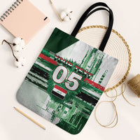 Custom Iraq Football Tote Bag Modern Glitch Art Style Lion Symbolism