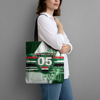 Custom Iraq Football Tote Bag Modern Glitch Art Style Lion Symbolism
