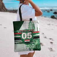 Custom Iraq Football Tote Bag Modern Glitch Art Style Lion Symbolism