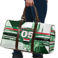 Custom Iraq Football Travel Bag Modern Glitch Art Style Lion Symbolism
