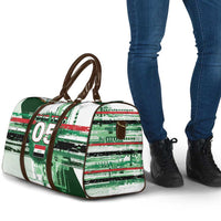 Custom Iraq Football Travel Bag Modern Glitch Art Style Lion Symbolism