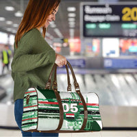 Custom Iraq Football Travel Bag Modern Glitch Art Style Lion Symbolism