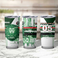 Custom Iraq Football Tumbler Cup Modern Glitch Art Style Lion Symbolism