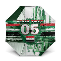 Custom Iraq Football Umbrella Modern Glitch Art Style Lion Symbolism