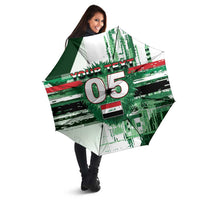 Custom Iraq Football Umbrella Modern Glitch Art Style Lion Symbolism