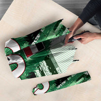 Custom Iraq Football Umbrella Modern Glitch Art Style Lion Symbolism
