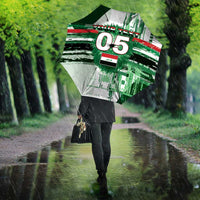 Custom Iraq Football Umbrella Modern Glitch Art Style Lion Symbolism