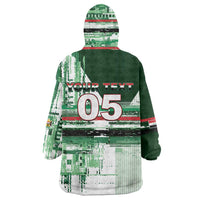 Custom Iraq Football Wearable Blanket Hoodie Modern Glitch Art Style Lion Symbolism