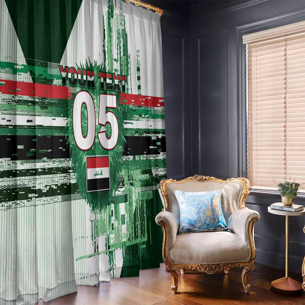 Custom Iraq Football Window Curtain Modern Glitch Art Style Lion Symbolism