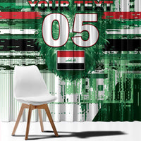 Custom Iraq Football Window Curtain Modern Glitch Art Style Lion Symbolism