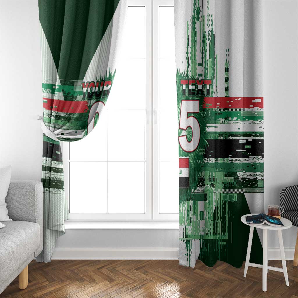 Custom Iraq Football Window Curtain Modern Glitch Art Style Lion Symbolism