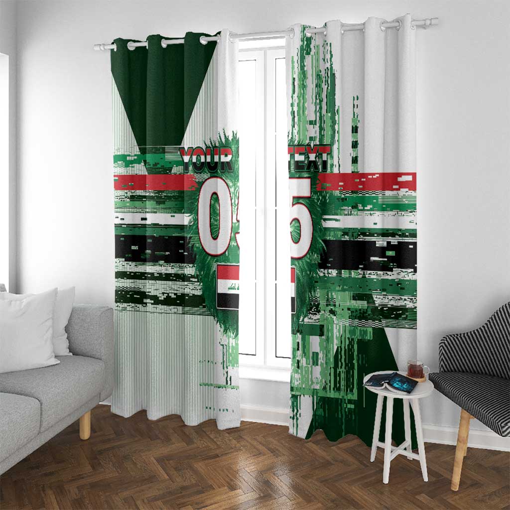 Custom Iraq Football Window Curtain Modern Glitch Art Style Lion Symbolism