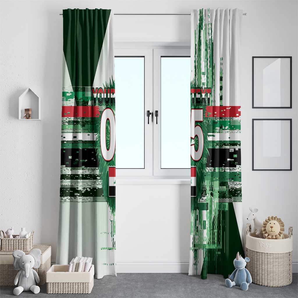 Custom Iraq Football Window Curtain Modern Glitch Art Style Lion Symbolism