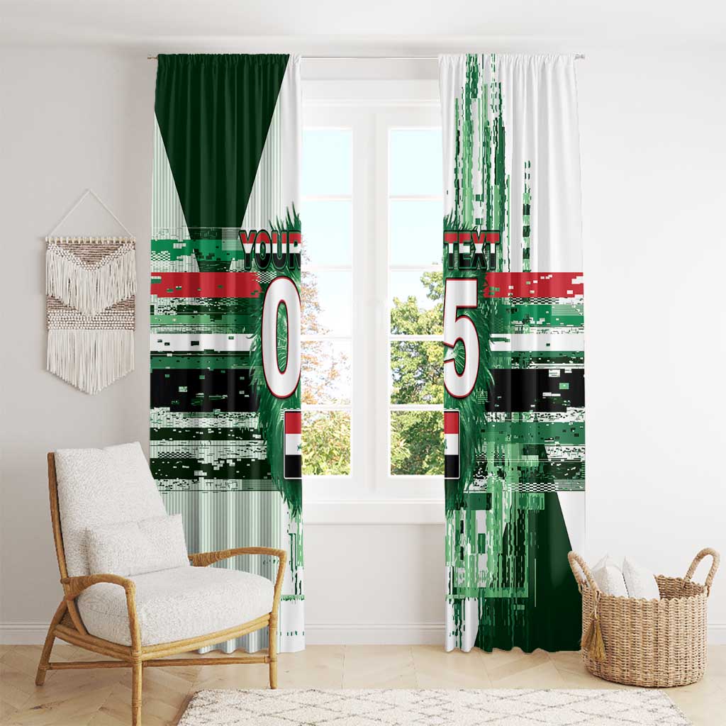 Custom Iraq Football Window Curtain Modern Glitch Art Style Lion Symbolism