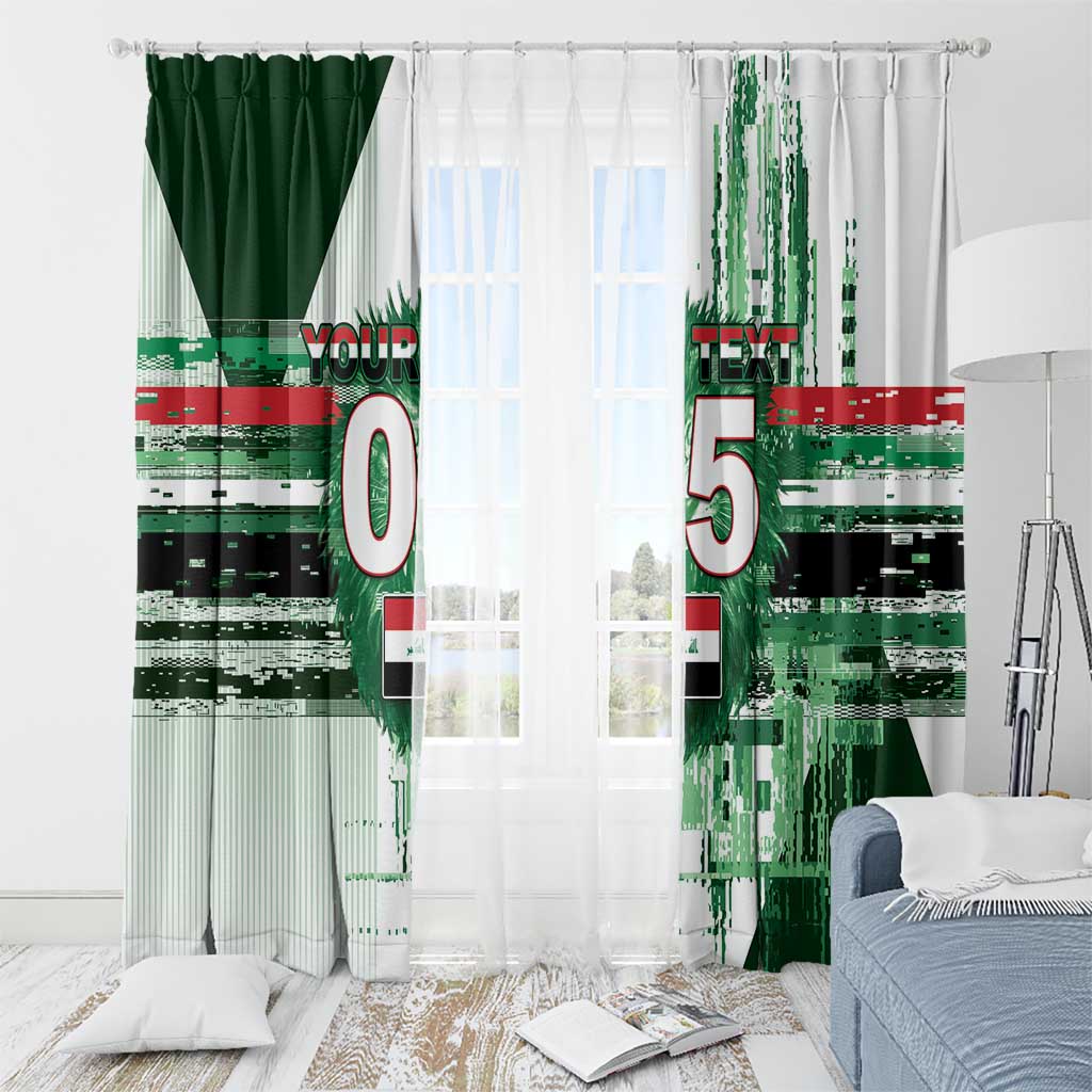 Custom Iraq Football Window Curtain Modern Glitch Art Style Lion Symbolism