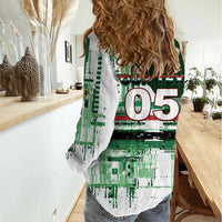 Custom Iraq Football Women Casual Shirt Modern Glitch Art Style Lion Symbolism