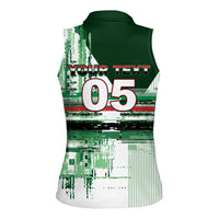 Custom Iraq Football Women Sleeveless Polo Shirt Modern Glitch Art Style Lion Symbolism
