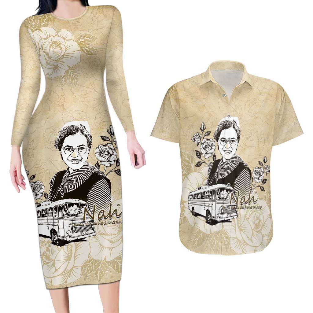Nah Rosa Parks Couples Matching Long Sleeve Bodycon Dress and Hawaiian Shirt Black Women History