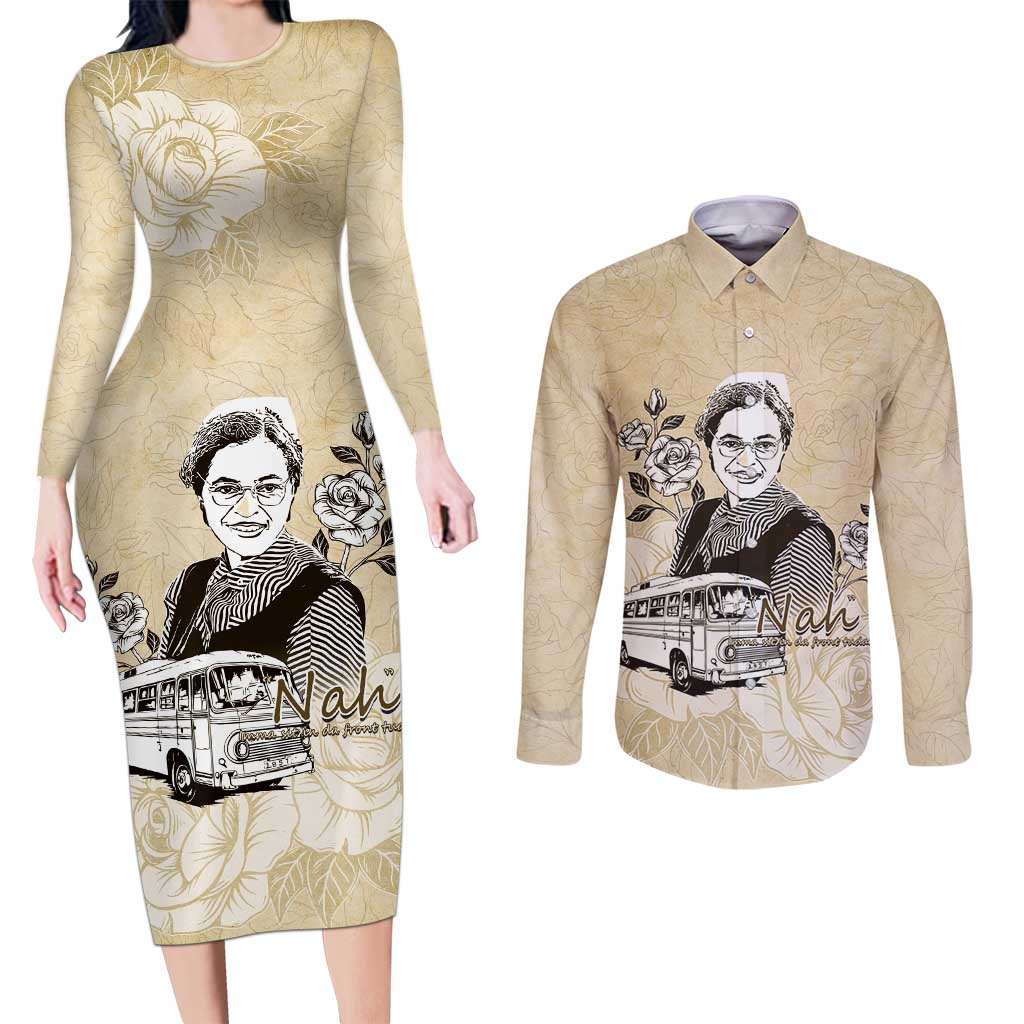 Nah Rosa Parks Couples Matching Long Sleeve Bodycon Dress and Long Sleeve Button Shirt Black Women History