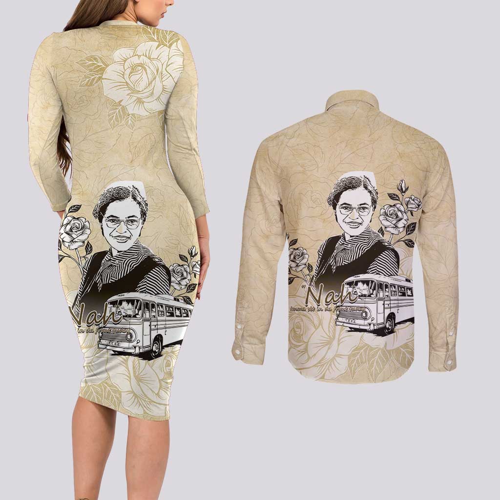 Nah Rosa Parks Couples Matching Long Sleeve Bodycon Dress and Long Sleeve Button Shirt Black Women History