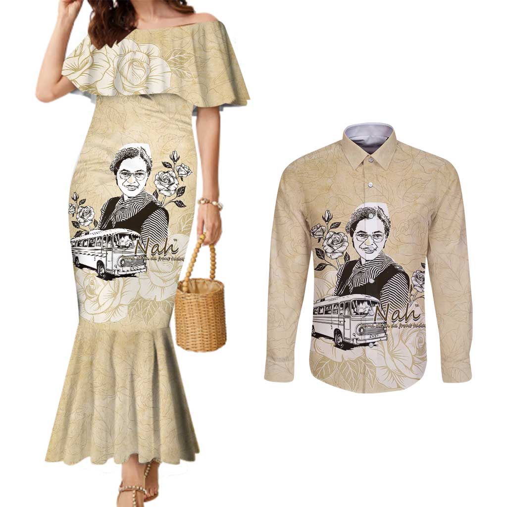 Nah Rosa Parks Couples Matching Mermaid Dress and Long Sleeve Button Shirt Black Women History