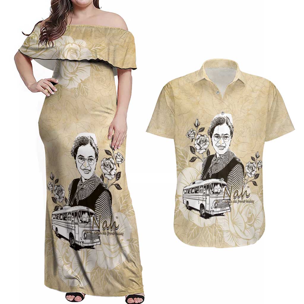 Nah Rosa Parks Couples Matching Off Shoulder Maxi Dress and Hawaiian Shirt Black Women History