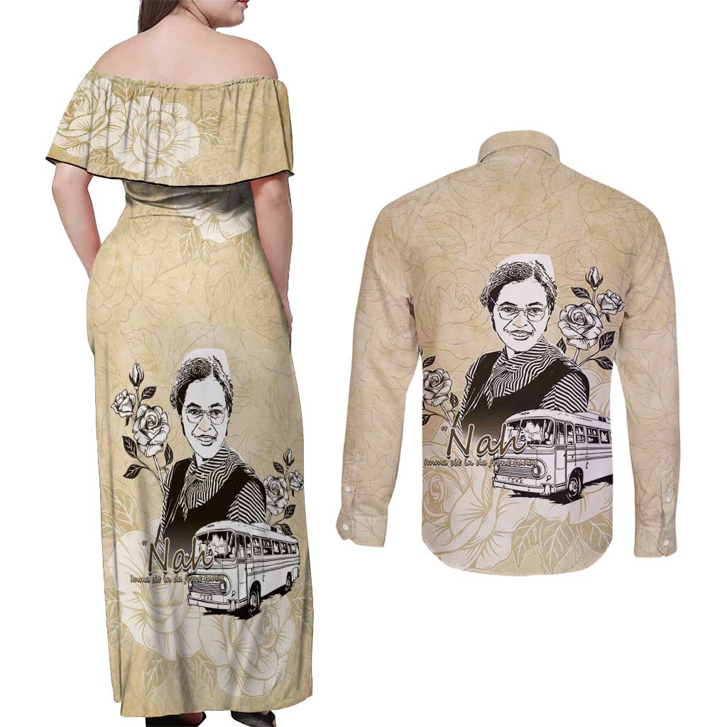 Nah Rosa Parks Couples Matching Off Shoulder Maxi Dress and Long Sleeve Button Shirt Black Women History