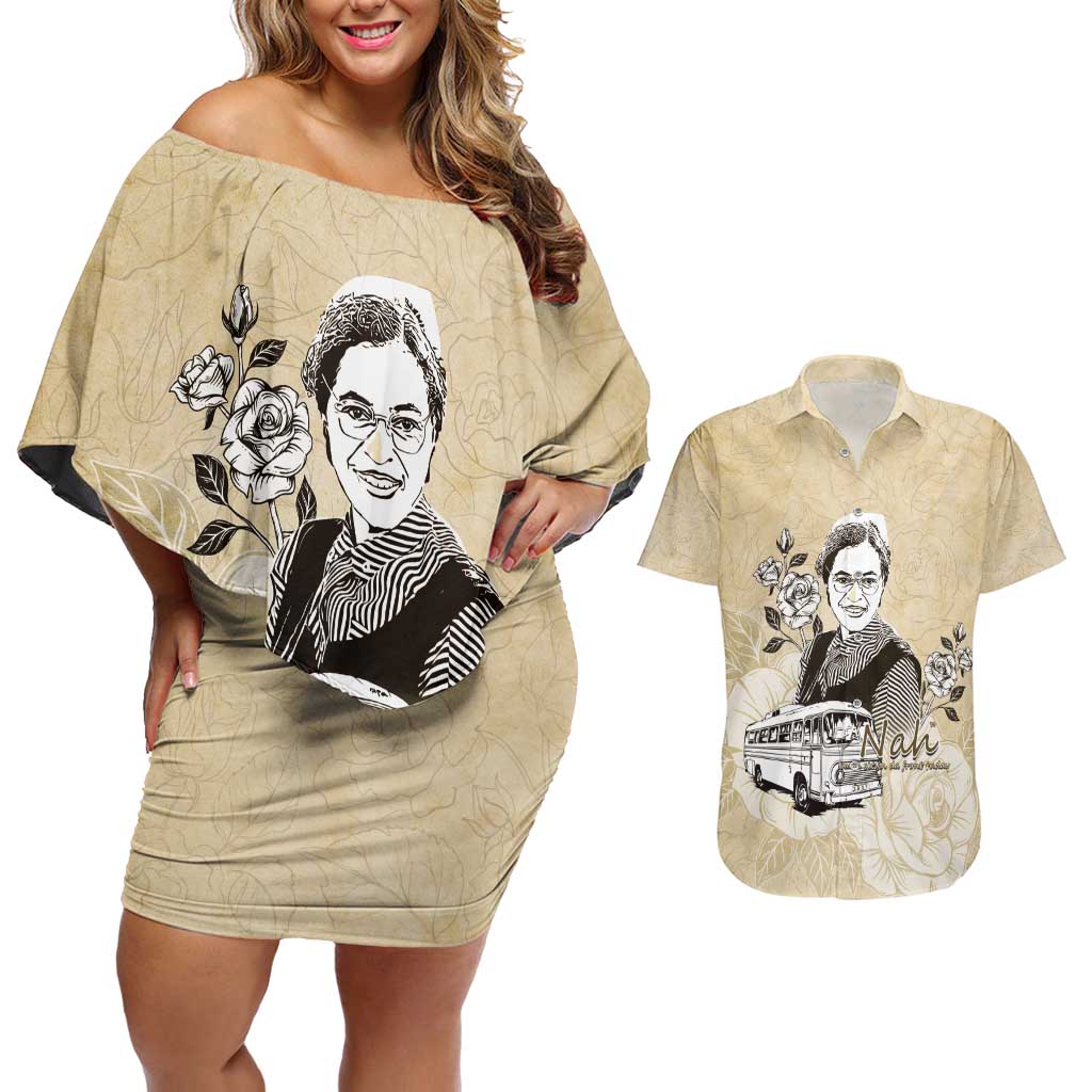 Nah Rosa Parks Couples Matching Off Shoulder Short Dress and Hawaiian Shirt Black Women History