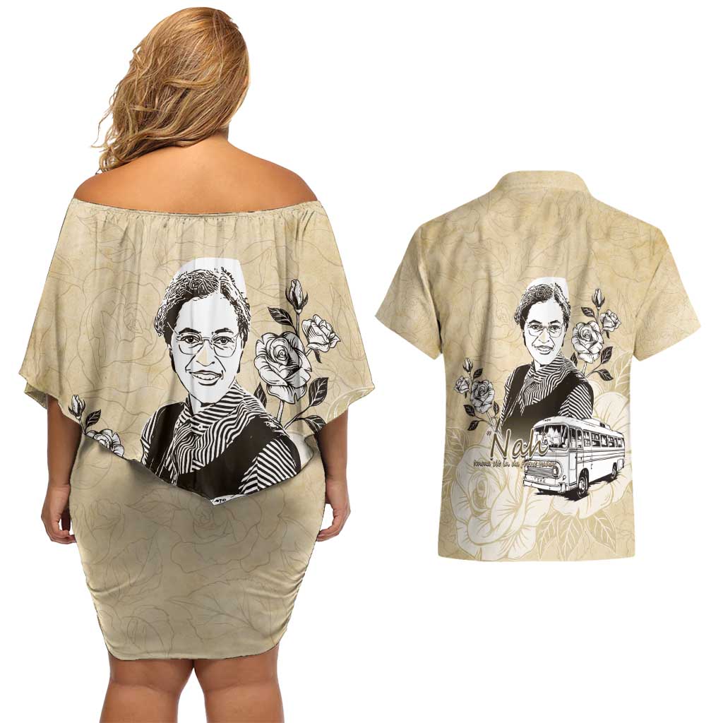 Nah Rosa Parks Couples Matching Off Shoulder Short Dress and Hawaiian Shirt Black Women History