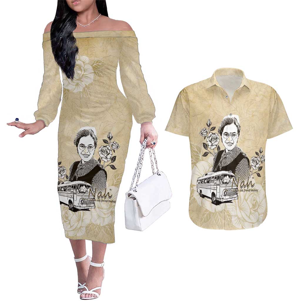 Nah Rosa Parks Couples Matching Off The Shoulder Long Sleeve Dress and Hawaiian Shirt Black Women History