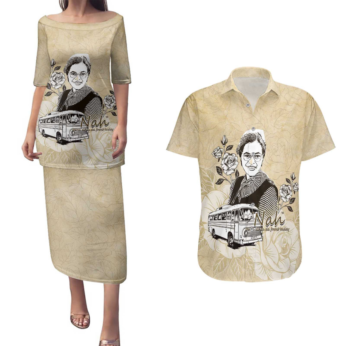 Nah Rosa Parks Couples Matching Puletasi and Hawaiian Shirt Black Women History