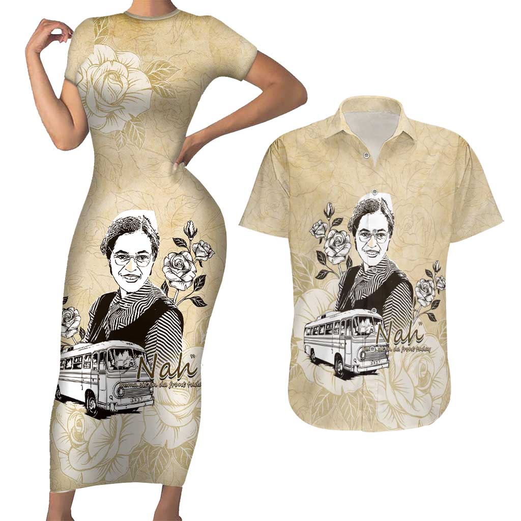 Nah Rosa Parks Couples Matching Short Sleeve Bodycon Dress and Hawaiian Shirt Black Women History