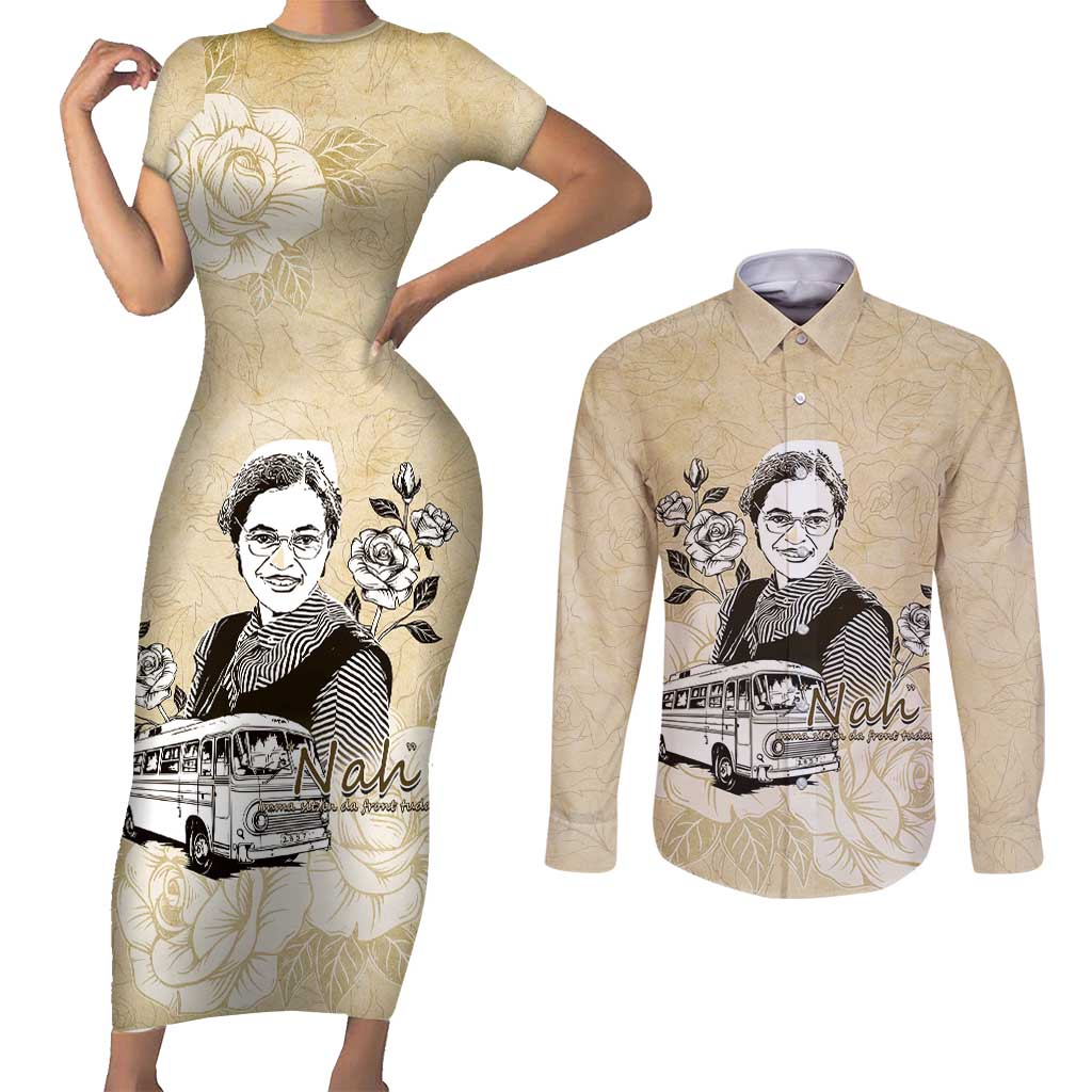 Nah Rosa Parks Couples Matching Short Sleeve Bodycon Dress and Long Sleeve Button Shirt Black Women History
