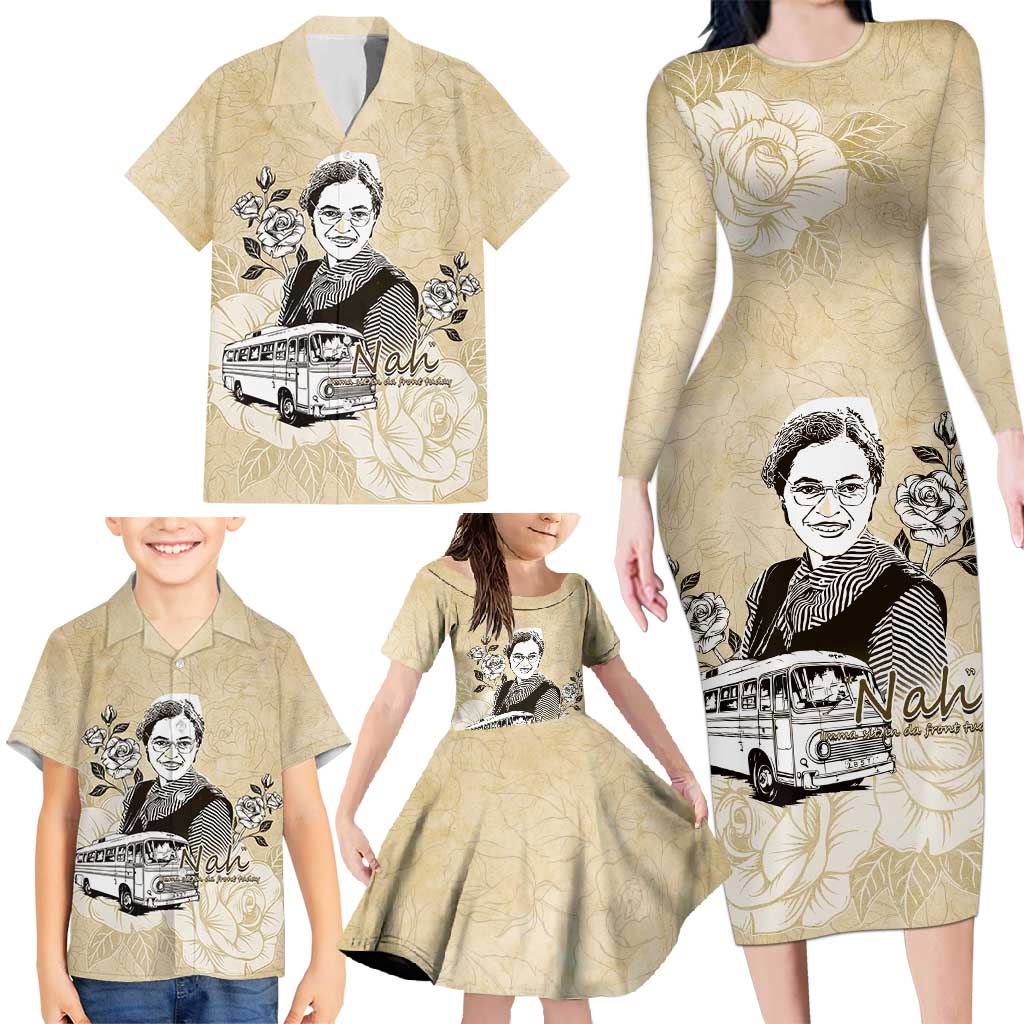 Nah Rosa Parks Family Matching Long Sleeve Bodycon Dress and Hawaiian Shirt Black Women History