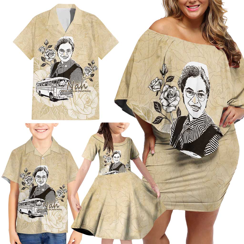 Nah Rosa Parks Family Matching Off Shoulder Short Dress and Hawaiian Shirt Black Women History