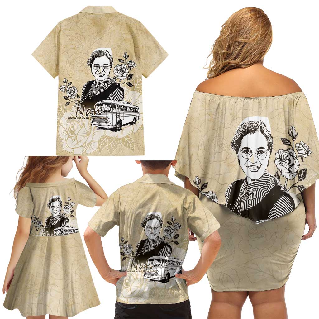 Nah Rosa Parks Family Matching Off Shoulder Short Dress and Hawaiian Shirt Black Women History