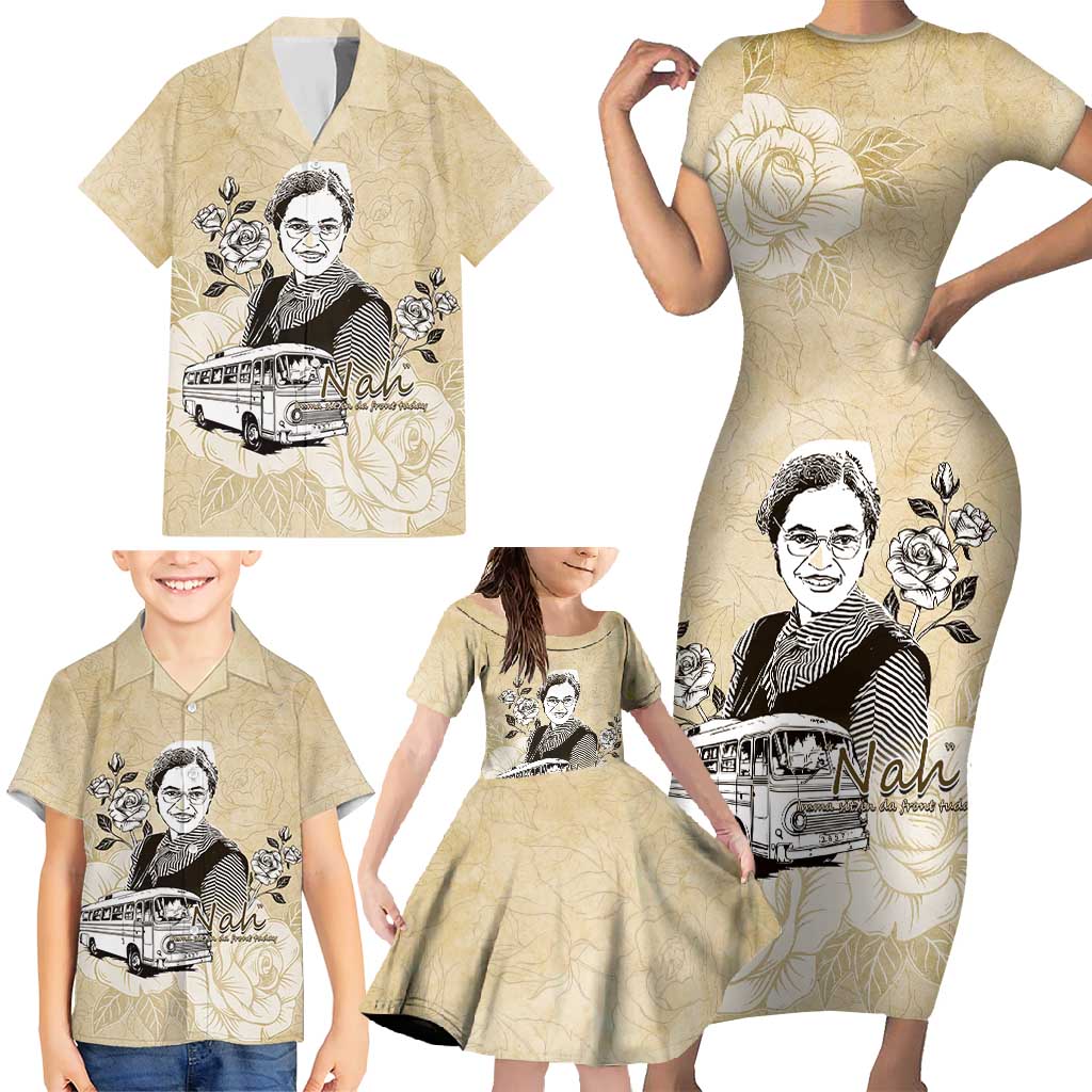 Nah Rosa Parks Family Matching Short Sleeve Bodycon Dress and Hawaiian Shirt Black Women History