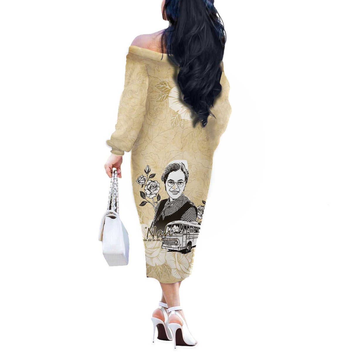 Nah Rosa Parks Off The Shoulder Long Sleeve Dress Black Women History