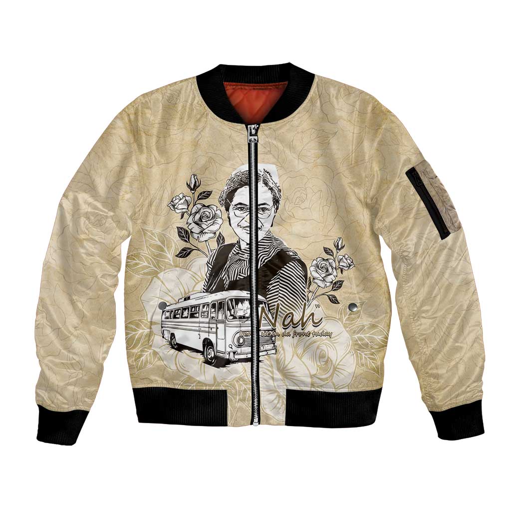 Nah Rosa Parks Sleeve Zip Bomber Jacket Black Women History