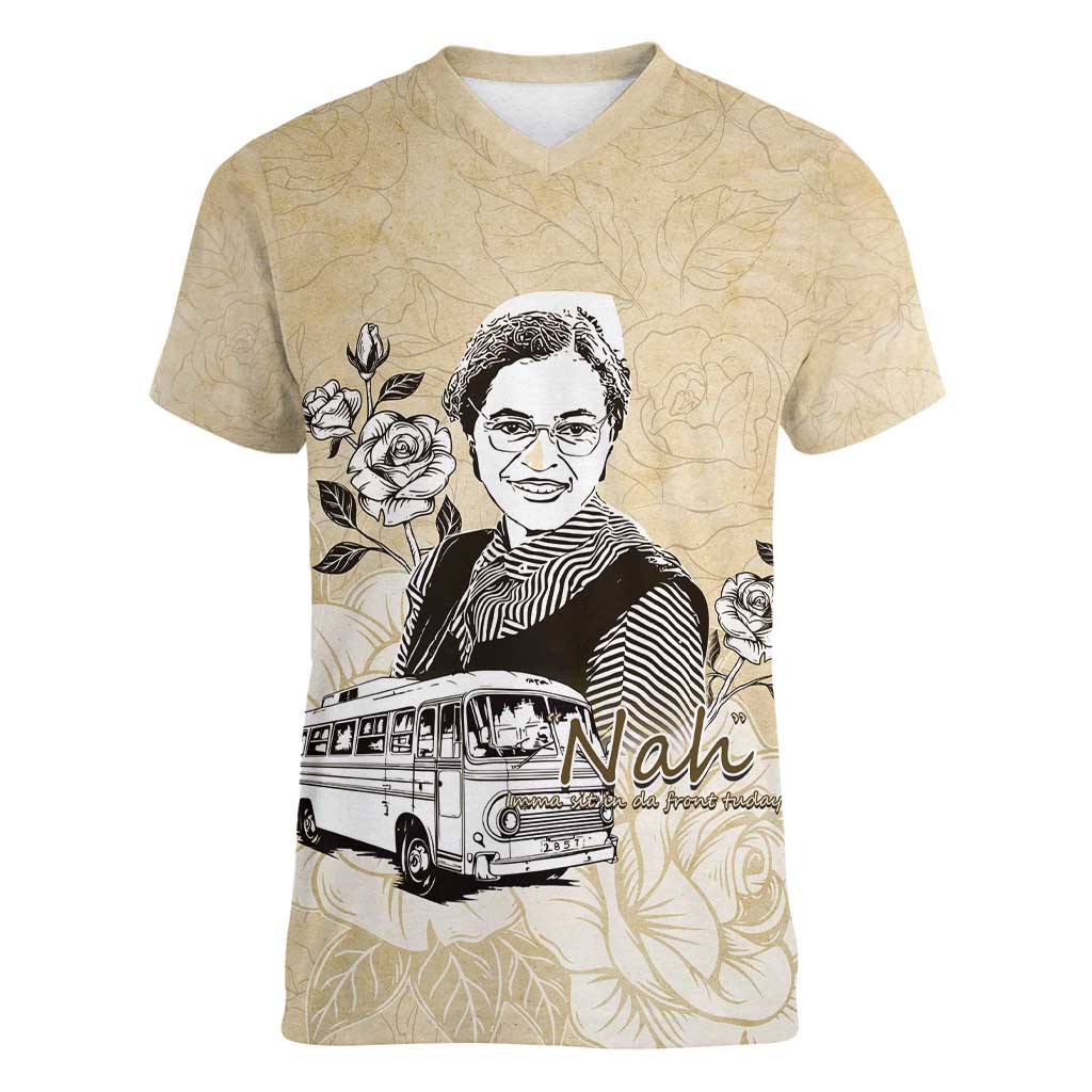Nah Rosa Parks Women V-Neck T-Shirt Black Women History