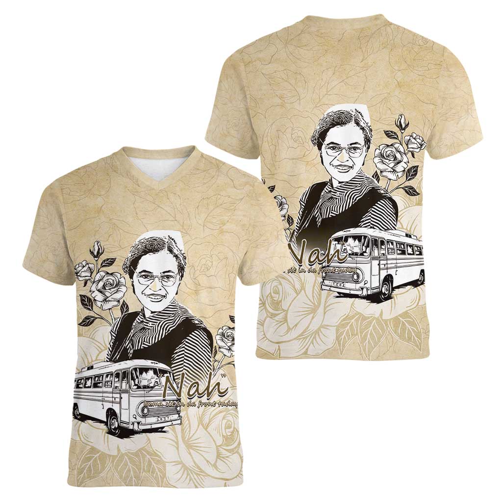 Nah Rosa Parks Women V-Neck T-Shirt Black Women History