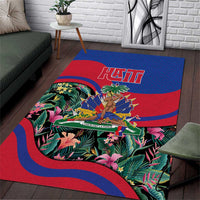 Personalized Haiti Area Rug Tropical Hibiscus Flowers